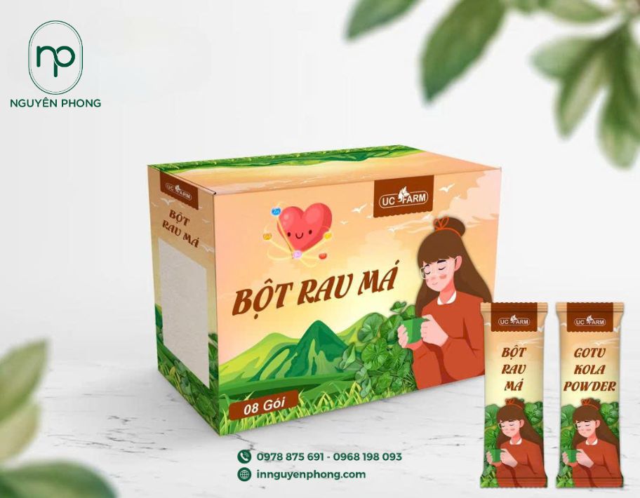 Mẫu hộp đựng bột rau má đạt chuẩn